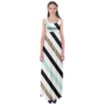 Pattern, Black, Blue, Gold, Lines, Stripes Empire Waist Maxi Dress