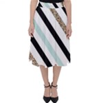 Pattern, Black, Blue, Gold, Lines, Stripes Classic Midi Skirt