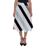 Pattern, Black, Blue, Gold, Lines, Stripes Perfect Length Midi Skirt