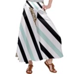 Pattern, Black, Blue, Gold, Lines, Stripes Women s Satin Palazzo Pants