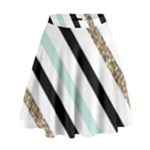 Pattern, Black, Blue, Gold, Lines, Stripes High Waist Skirt