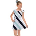 Pattern, Black, Blue, Gold, Lines, Stripes Kids  Cap Sleeve Dress