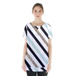 Pattern, Black, Blue, Gold, Lines, Stripes Skirt Hem Sports Top