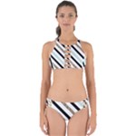 Pattern, Black, Blue, Gold, Lines, Stripes Perfectly Cut Out Bikini Set