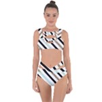 Pattern, Black, Blue, Gold, Lines, Stripes Bandaged Up Bikini Set 