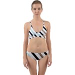 Pattern, Black, Blue, Gold, Lines, Stripes Wrap Around Bikini Set