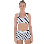 Pattern, Black, Blue, Gold, Lines, Stripes Racerback Boyleg Bikini Set