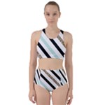 Pattern, Black, Blue, Gold, Lines, Stripes Racer Back Bikini Set