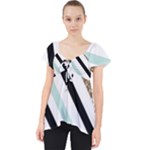 Pattern, Black, Blue, Gold, Lines, Stripes Lace Front Dolly Top