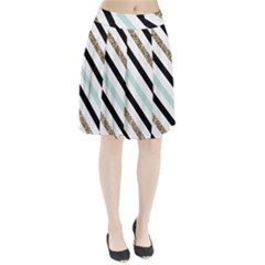 Pattern, Black, Blue, Gold, Lines, Stripes Pleated Skirt from ArtsNow.com