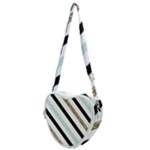 Pattern, Black, Blue, Gold, Lines, Stripes Heart Shoulder Bag