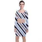 Pattern, Black, Blue, Gold, Lines, Stripes Top and Skirt Sets