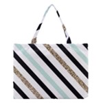 Pattern, Black, Blue, Gold, Lines, Stripes Medium Tote Bag