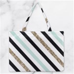 Pattern, Black, Blue, Gold, Lines, Stripes Zipper Medium Tote Bag