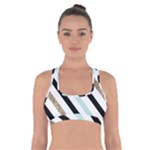 Pattern, Black, Blue, Gold, Lines, Stripes Cross Back Sports Bra