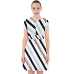 Pattern, Black, Blue, Gold, Lines, Stripes Adorable in Chiffon Dress