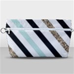 Pattern, Black, Blue, Gold, Lines, Stripes Handbag Organizer