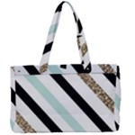 Pattern, Black, Blue, Gold, Lines, Stripes Canvas Work Bag