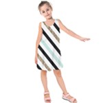 Pattern, Black, Blue, Gold, Lines, Stripes Kids  Sleeveless Dress