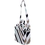 Pattern, Black, Blue, Gold, Lines, Stripes Crossbody Day Bag