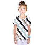 Pattern, Black, Blue, Gold, Lines, Stripes Kids  One Piece T-Shirt