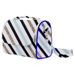 Pattern, Black, Blue, Gold, Lines, Stripes Satchel Shoulder Bag