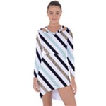 Pattern, Black, Blue, Gold, Lines, Stripes Asymmetric Cut-Out Shift Dress