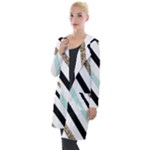 Pattern, Black, Blue, Gold, Lines, Stripes Hooded Pocket Cardigan