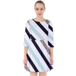 Pattern, Black, Blue, Gold, Lines, Stripes Smock Dress