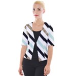 Pattern, Black, Blue, Gold, Lines, Stripes Cropped Button Cardigan