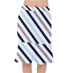 Pattern, Black, Blue, Gold, Lines, Stripes Short Mermaid Skirt