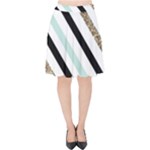 Pattern, Black, Blue, Gold, Lines, Stripes Velvet High Waist Skirt