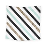 Pattern, Black, Blue, Gold, Lines, Stripes Square Tapestry (Small)