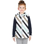 Pattern, Black, Blue, Gold, Lines, Stripes Kids  Hooded Puffer Vest