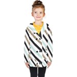 Pattern, Black, Blue, Gold, Lines, Stripes Kids  Double Breasted Button Coat