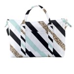 Pattern, Black, Blue, Gold, Lines, Stripes Carry-on Travel Shoulder Bag