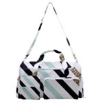 Pattern, Black, Blue, Gold, Lines, Stripes Sports Gym Duffle Bag with Shoe Compartment