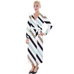 Pattern, Black, Blue, Gold, Lines, Stripes Velvet Maxi Wrap Dress