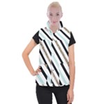 Pattern, Black, Blue, Gold, Lines, Stripes Women s Button Up Vest