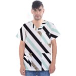 Pattern, Black, Blue, Gold, Lines, Stripes Men s V-Neck Scrub Top