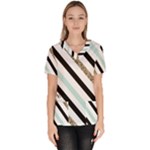 Pattern, Black, Blue, Gold, Lines, Stripes Women s V-Neck Scrub Top