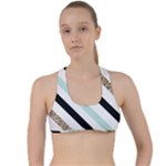 Pattern, Black, Blue, Gold, Lines, Stripes Criss Cross Racerback Sports Bra