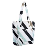 Pattern, Black, Blue, Gold, Lines, Stripes Everyday Shoulder Bag with Pouch Bag