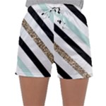 Pattern, Black, Blue, Gold, Lines, Stripes Sleepwear Shorts