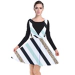 Pattern, Black, Blue, Gold, Lines, Stripes Plunge Pinafore Dress