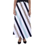 Pattern, Black, Blue, Gold, Lines, Stripes Flared Maxi Skirt