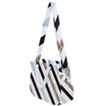 Pattern, Black, Blue, Gold, Lines, Stripes Rope Handles Shoulder Strap Bag