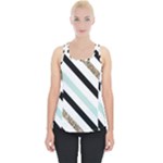 Pattern, Black, Blue, Gold, Lines, Stripes Piece Up Tank Top