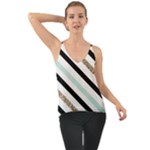 Pattern, Black, Blue, Gold, Lines, Stripes Chiffon Cami