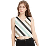 Pattern, Black, Blue, Gold, Lines, Stripes V-Neck Cropped Tank Top